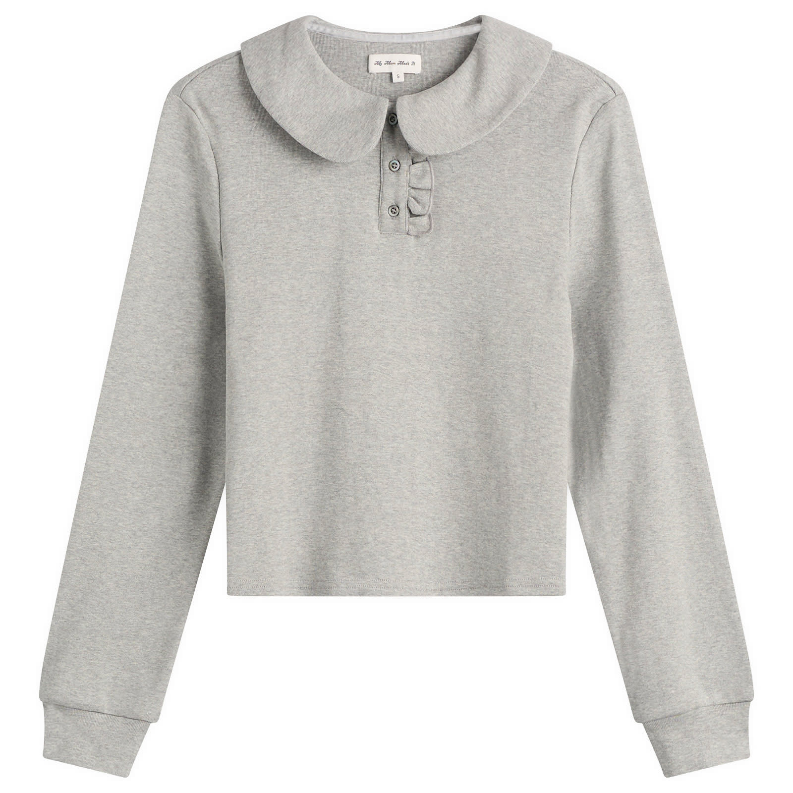 My Mum Made It Women's Polo Long Sleeve Top in Grey, Size X-Large