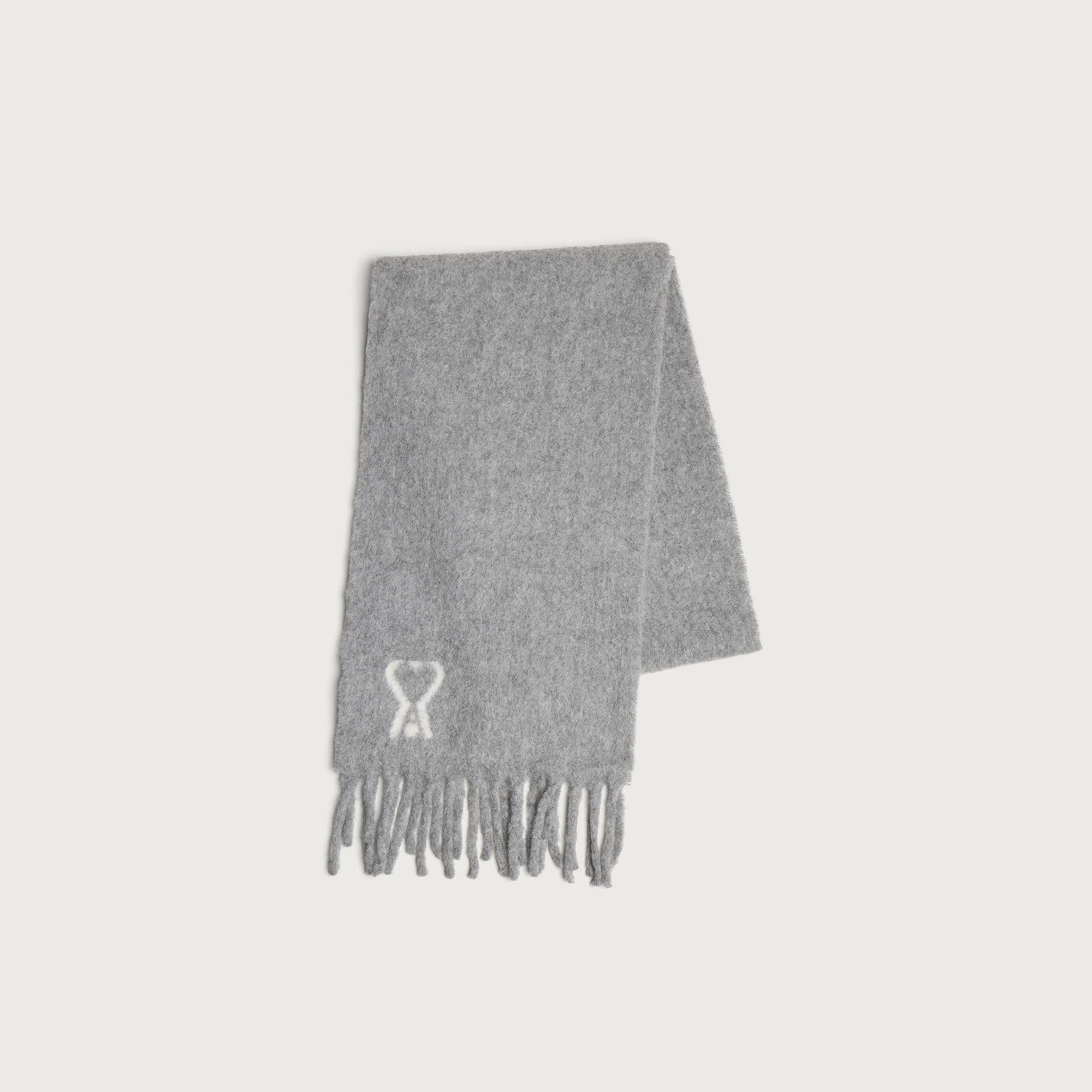 AMI Paris Men's Alpaca ADC Jacquard Scarf Ash Grey