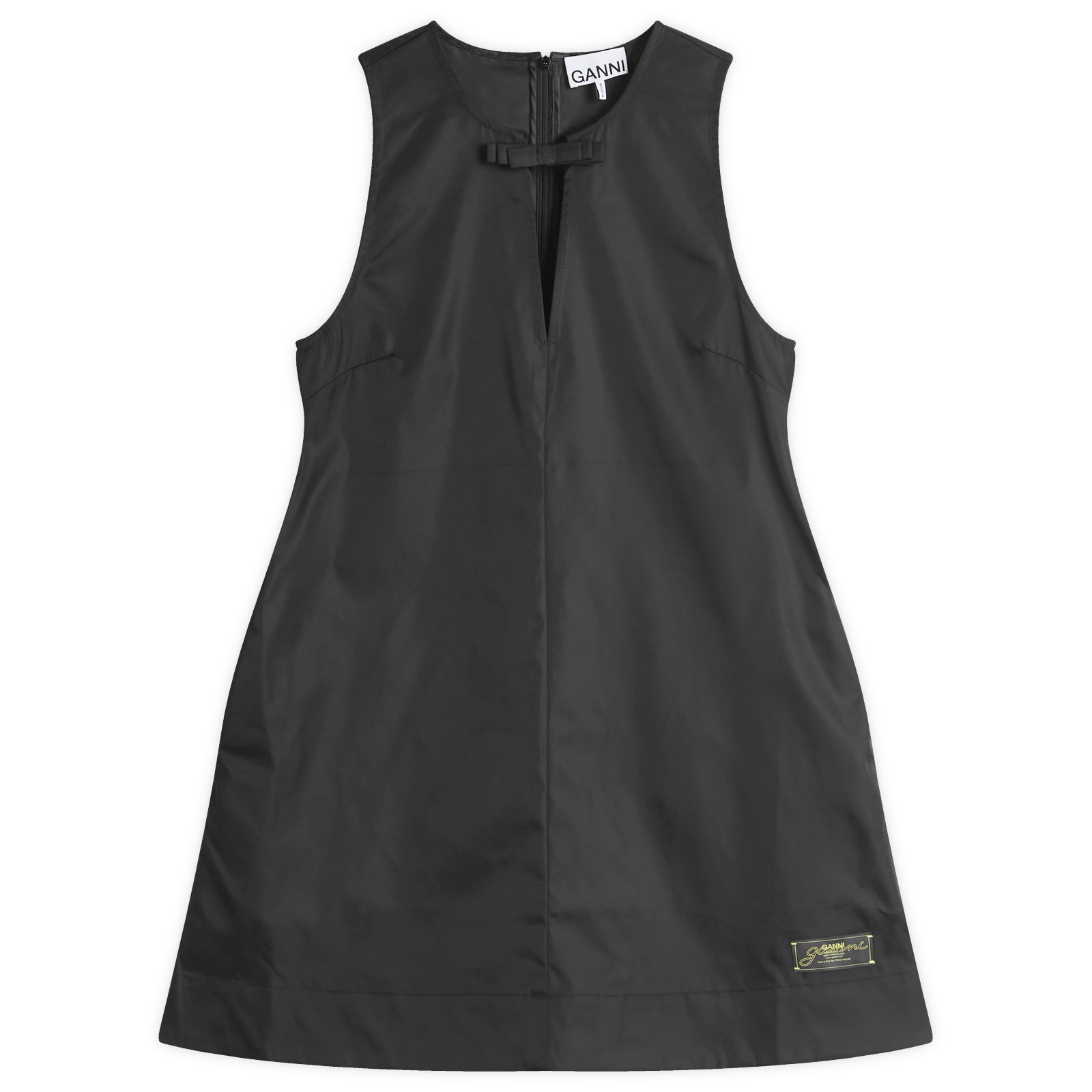 Ganni Women's Black Duchesse Nylon Mini Dress