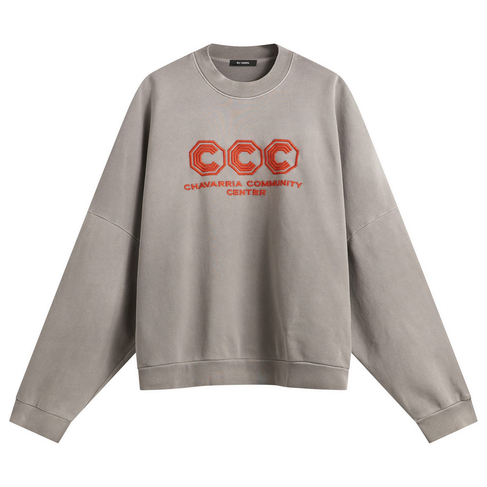 Willy Chavarria — Willy Chavarria Men's CCC Hooligan Crew Sweatshirt in Concrete, Size Medium