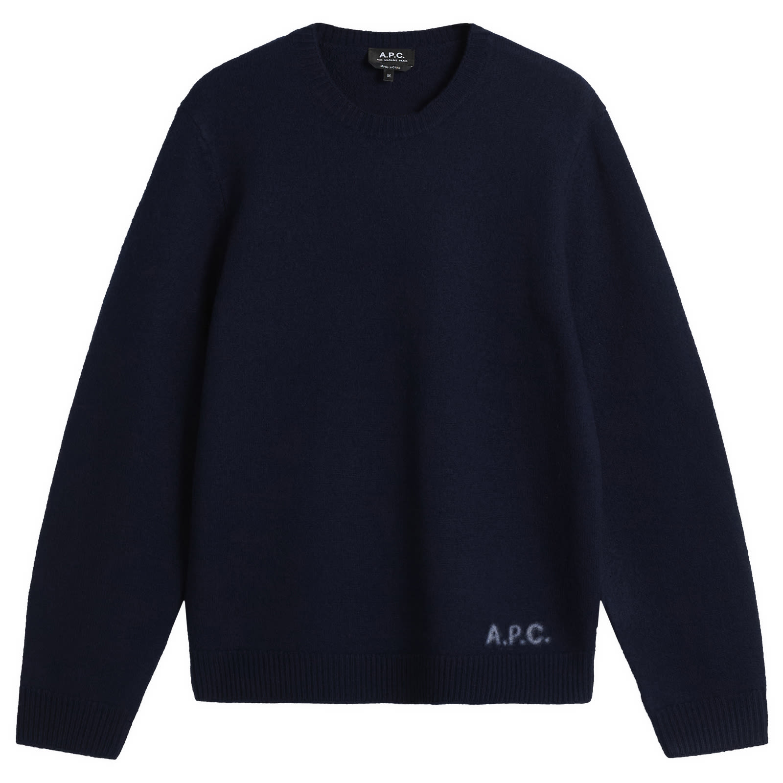A.P.C. Men’s Edward Intarsia Knit Sweatshirt Dark Navy