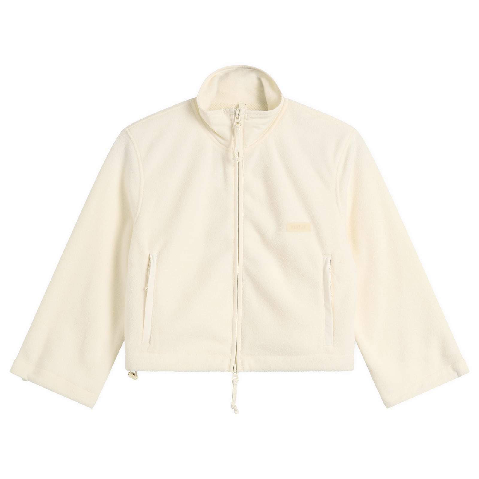 SKIMS Women's Fleece Lounge Shrunken Zip Up Jacket Ecru