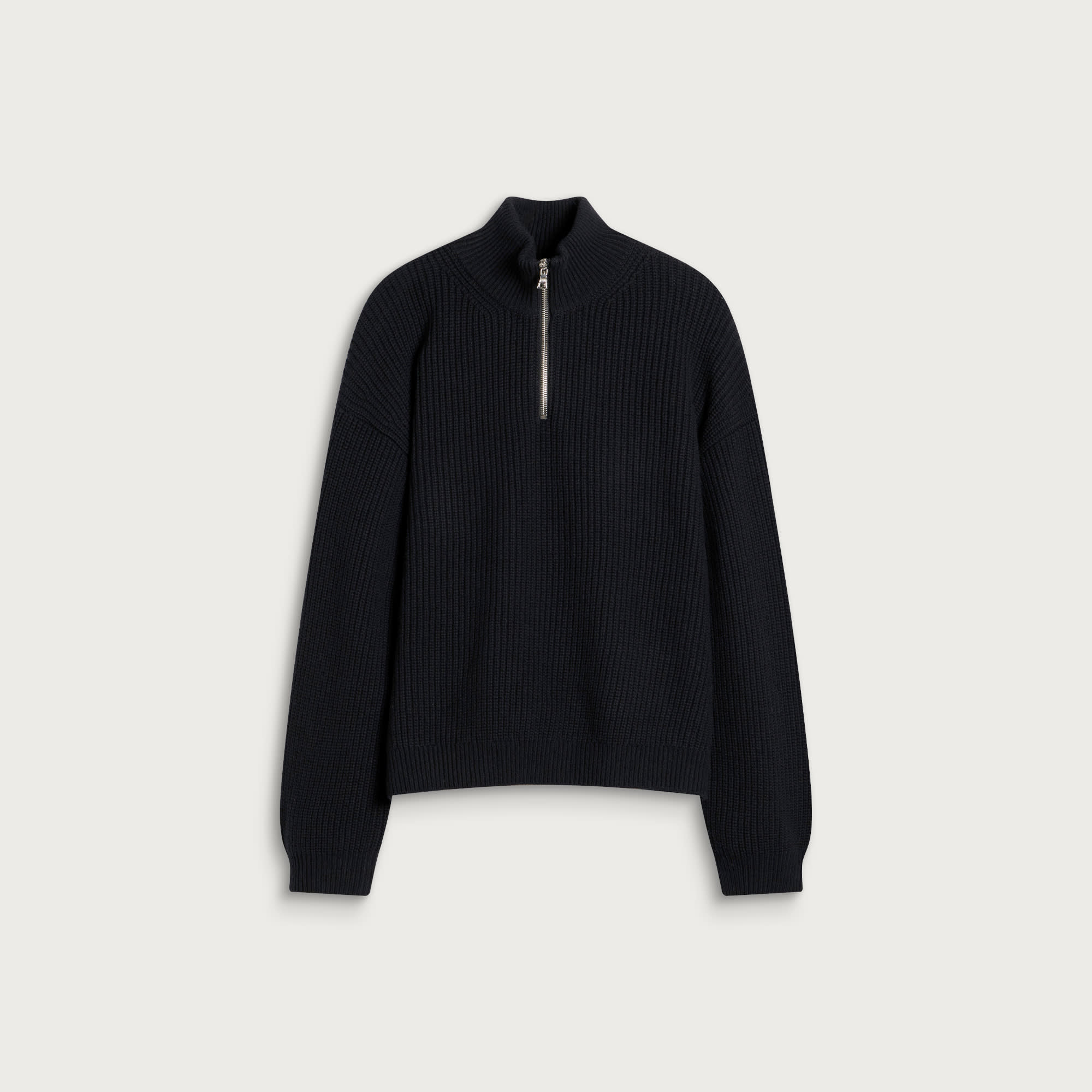 Daniel Simmons — Daniel Simmons Men's Merino Knit Q-Zip Jumper in Black, Size X-Large