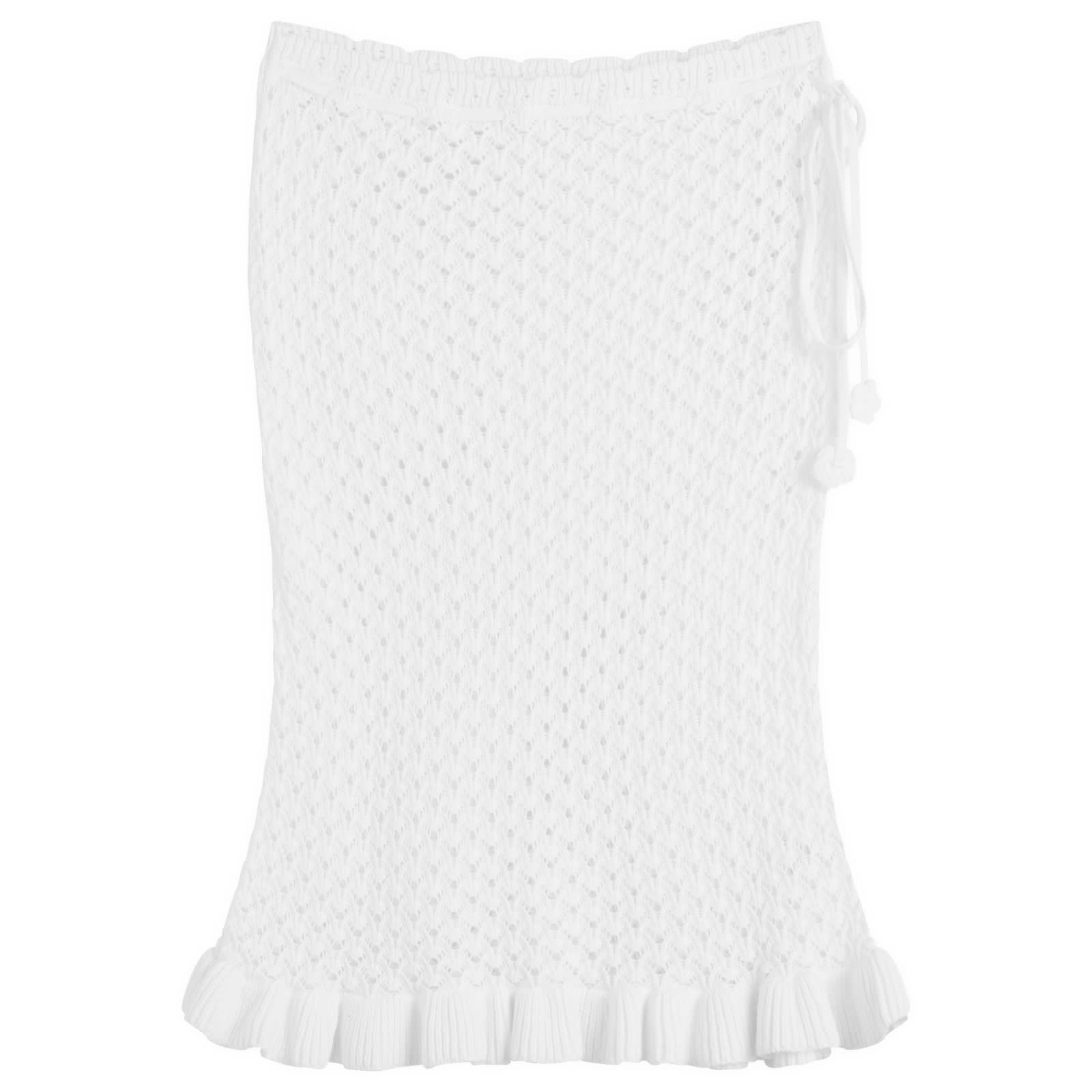 My Mum Made It Women's Lace Knit Midi Skirt in White, Size XX-Large