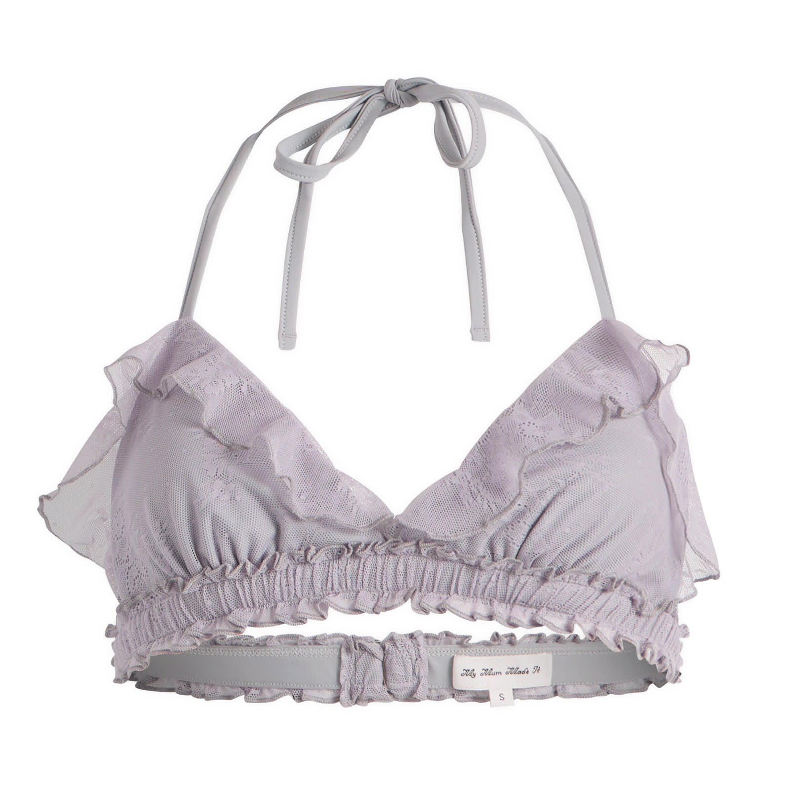 My Mum Made It Women's Lace Frill Bikini Top in Wisteria, Size X-Large