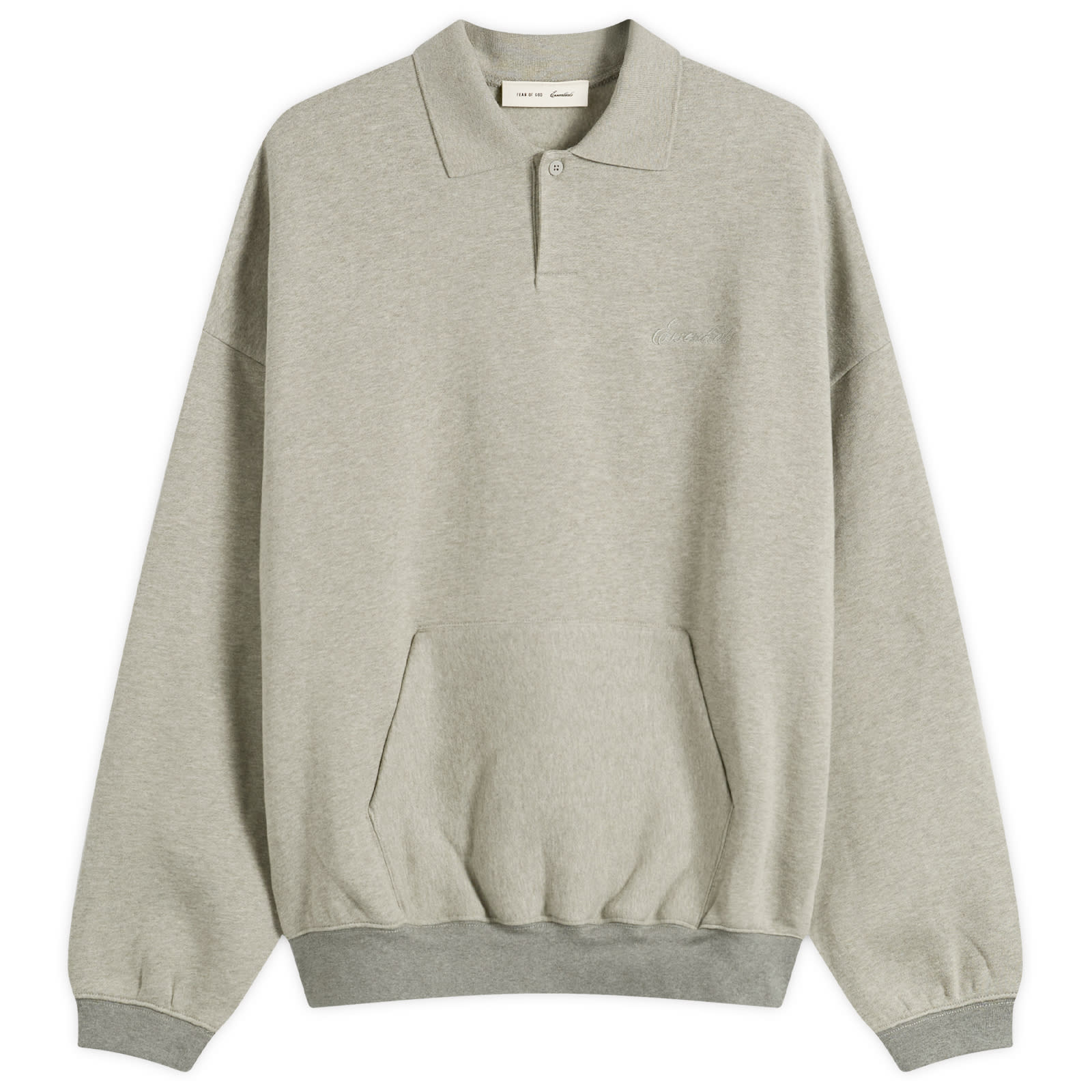 Fear of God ESSENTIALS Men's Signature 90s Polo Sweatshirt Concrete Heather