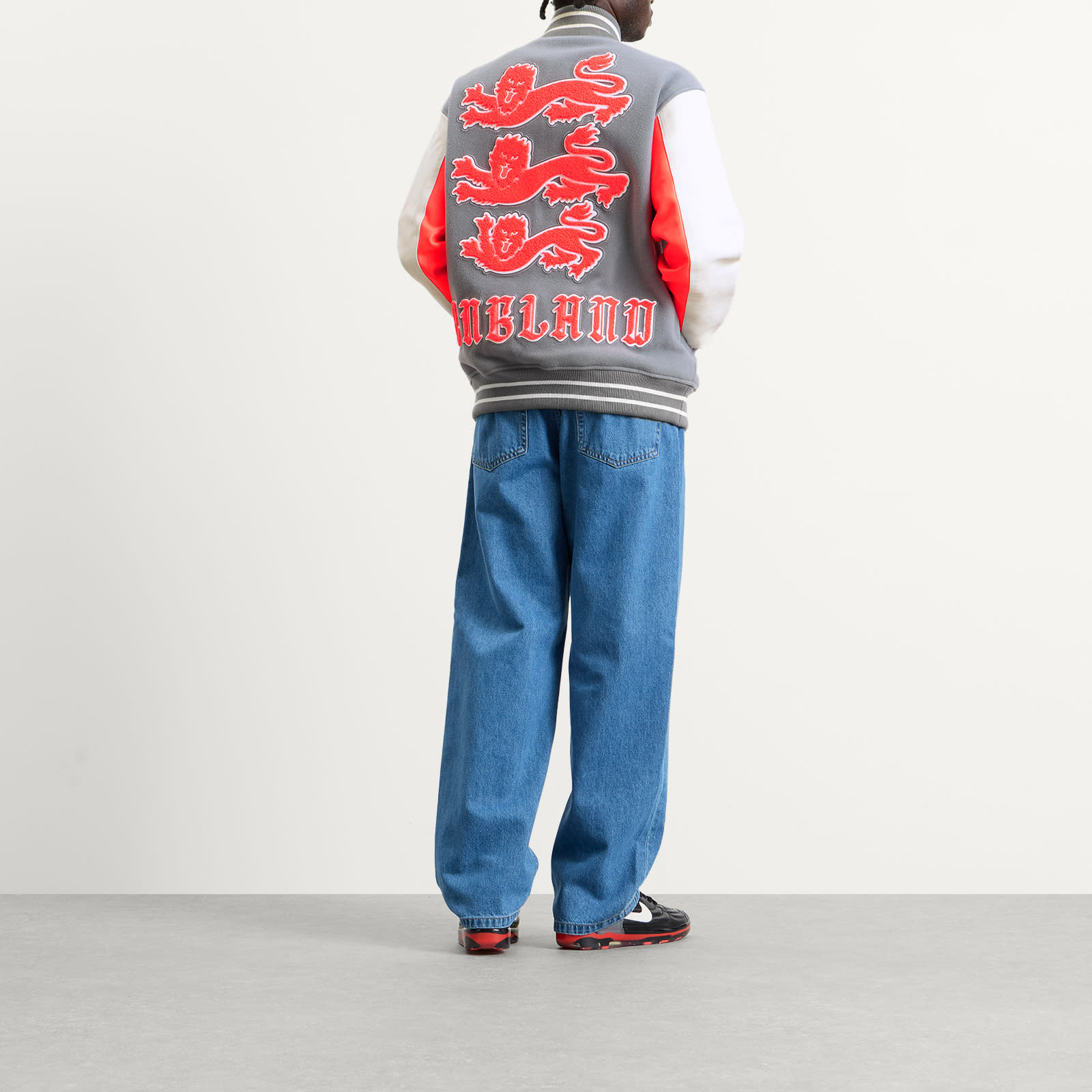 Nike Men's x Palace England Varsity Jacket Grey | IM6636-065
