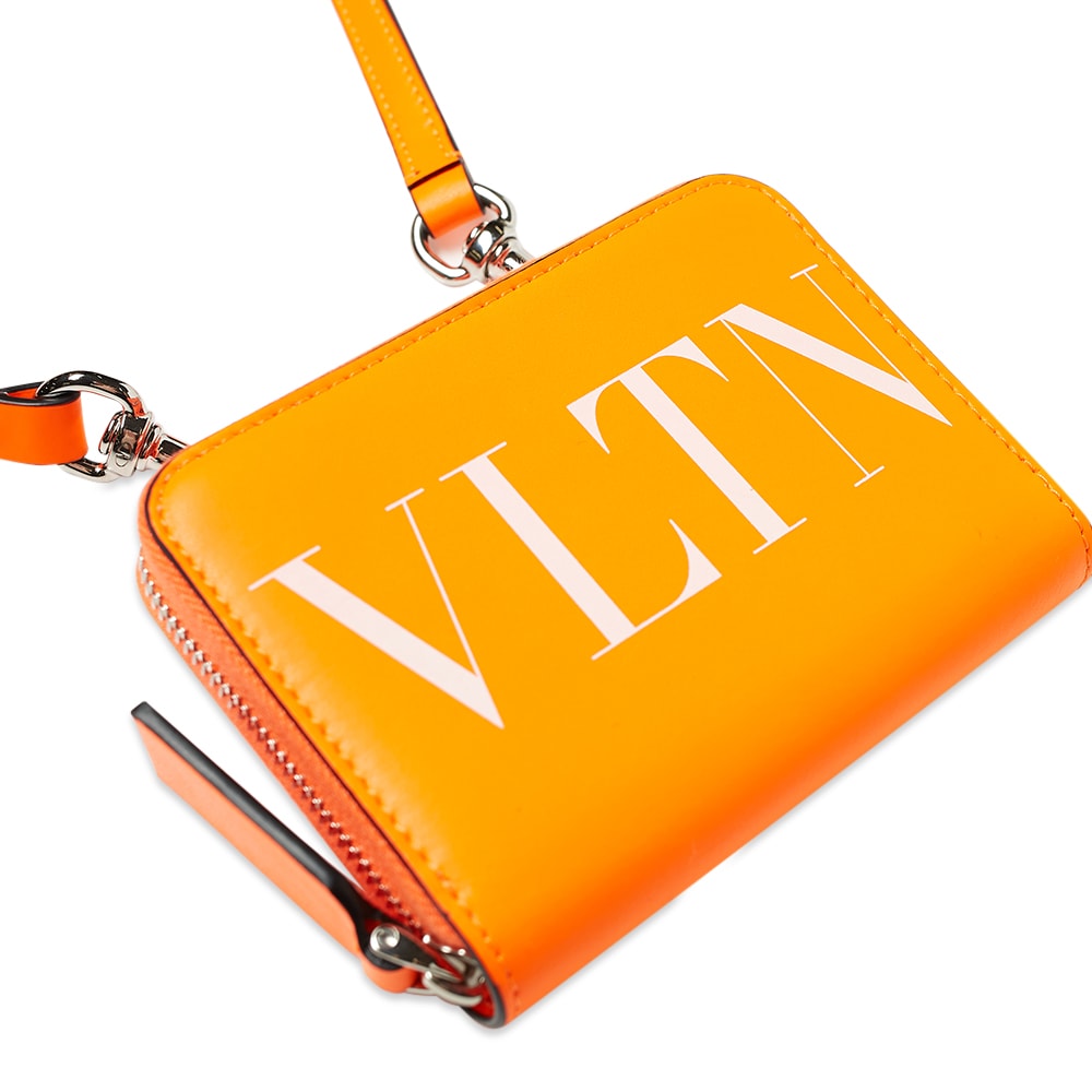 Valentino Fluo VLTN Leather Neck Wallet Pouch Orange & White END