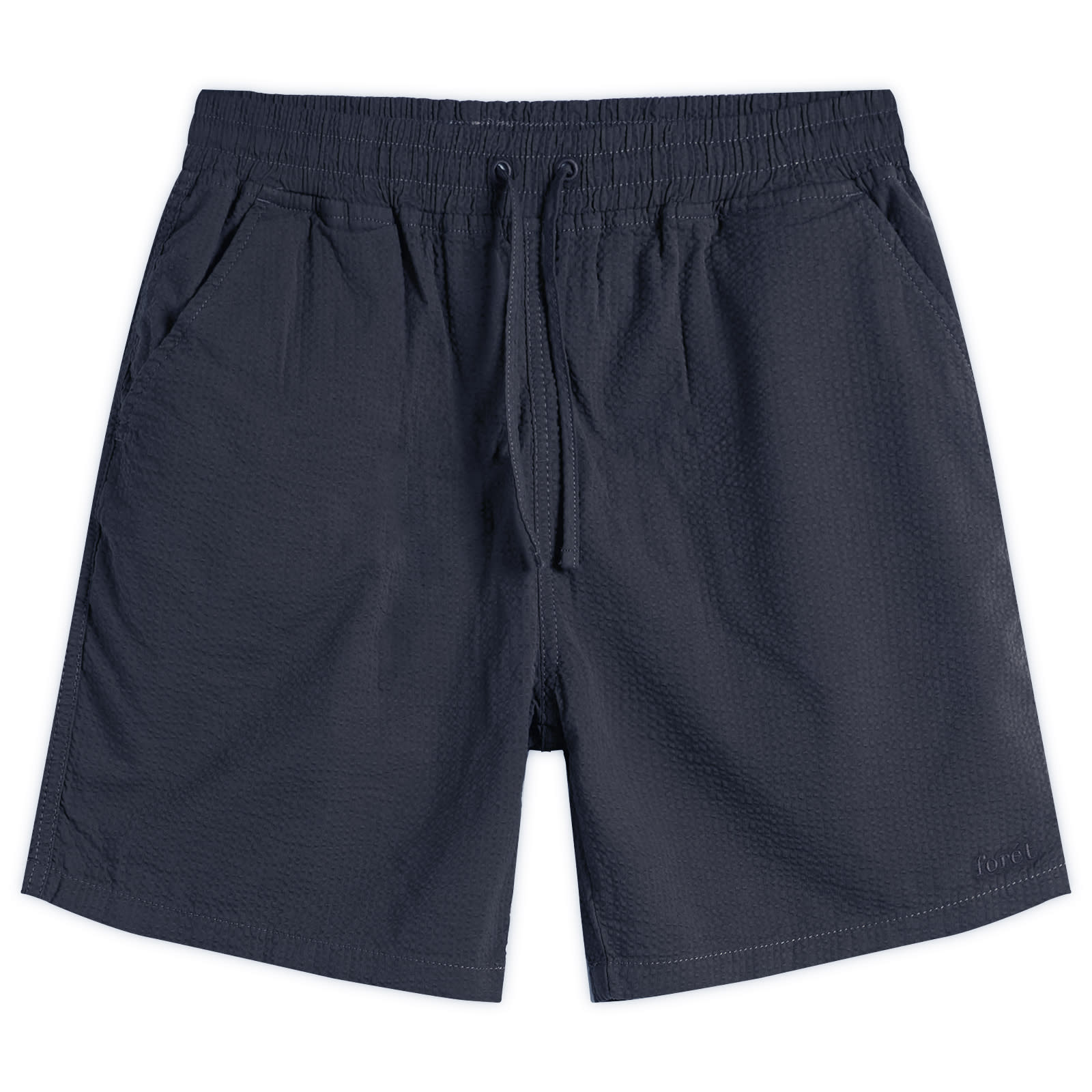 Forét — Men's Hush Seersucker Shorts in Navy, Size Small