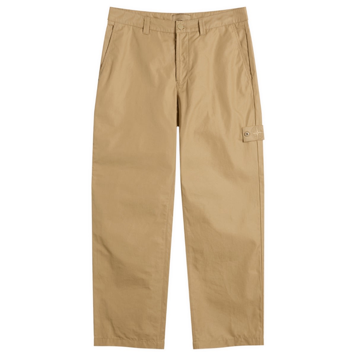Stone Island Men's Ghost All Weather Cotton Canvas Trousers in Dark Beige, Size 30"