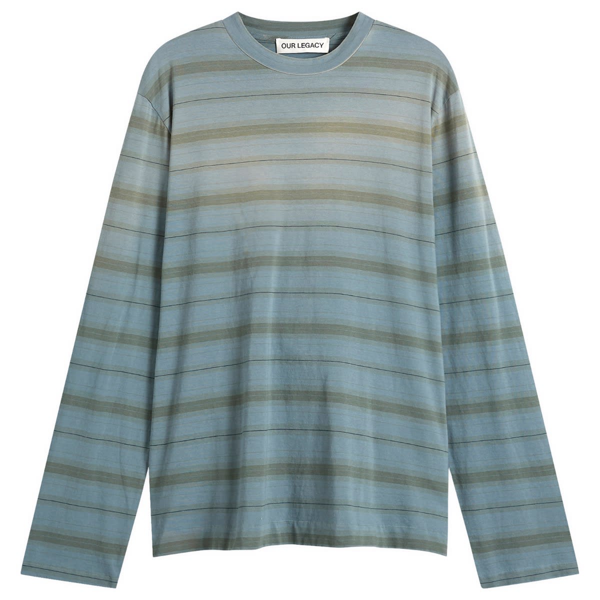 Our Legacy Men's Stripe Box Long Sleeve T-Shirt in Spray, Size IT 48 