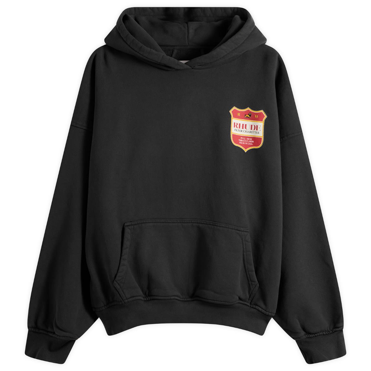 Rhude Men’s Filtaro Crest Hoodie Vintage Black/Red/Yellow
