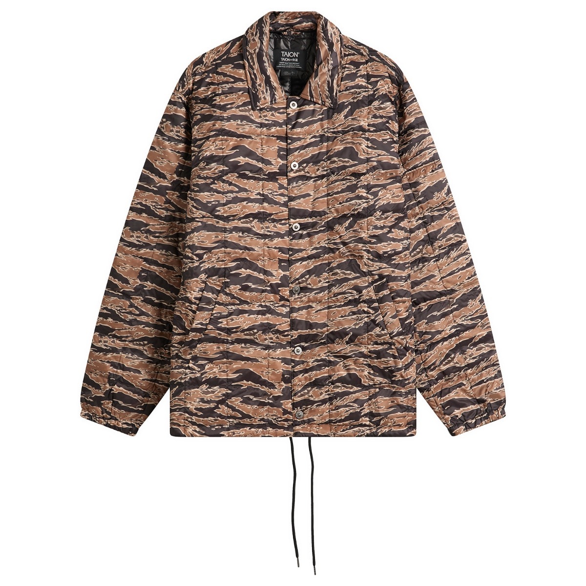 Taion Men’s Down Coach Jacket Black/Gold Tiger Camo