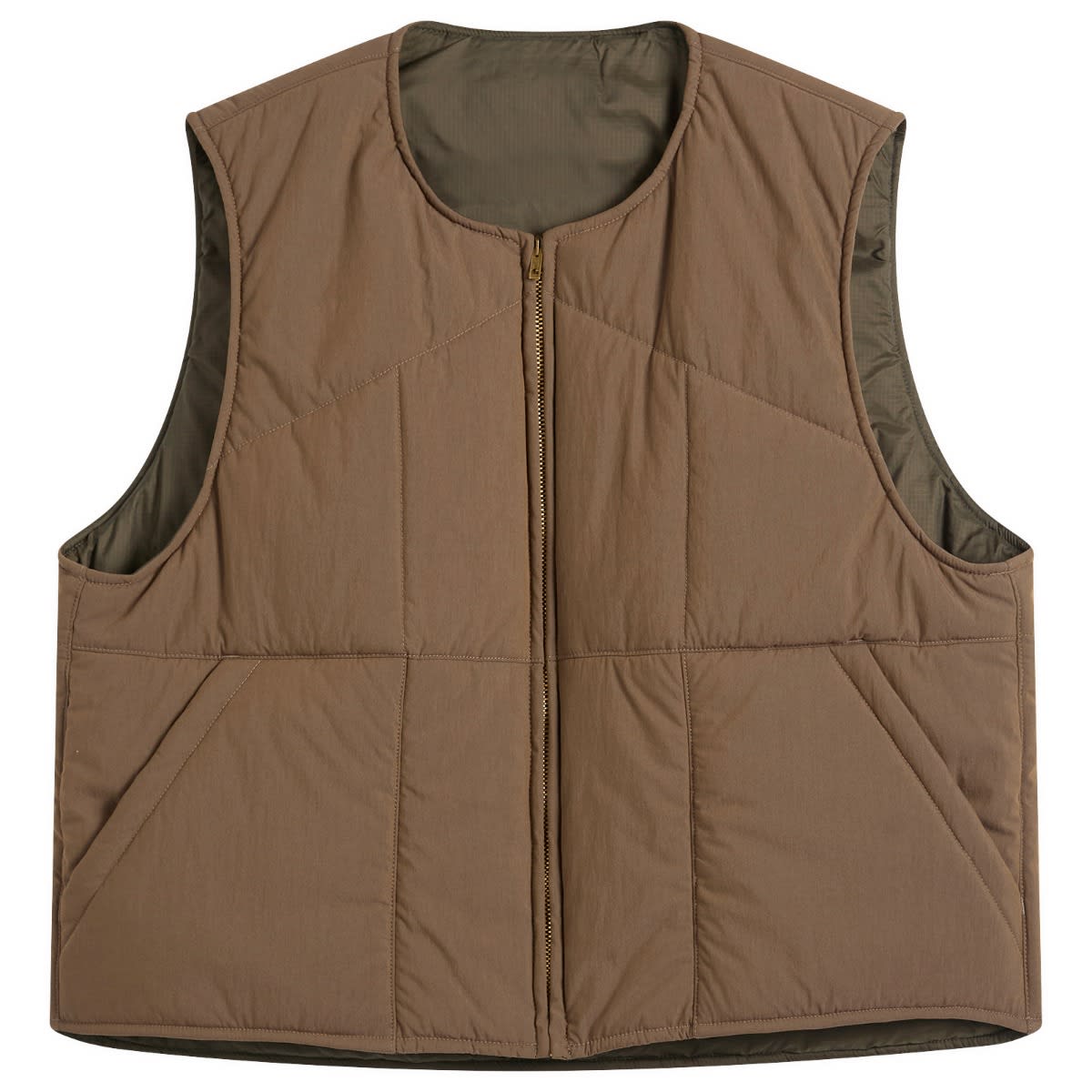 Unlikely Dry Goods — Unlikely Dry Goods Men's Reversible Utility Vest in Brown, Size Medium