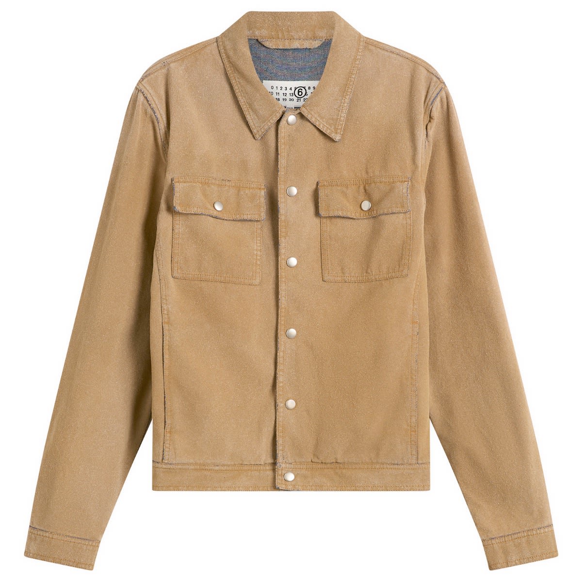 MM6 Maison Margiela Men's Cotton Coated Trucker Jacket in Sand, Size IT 50