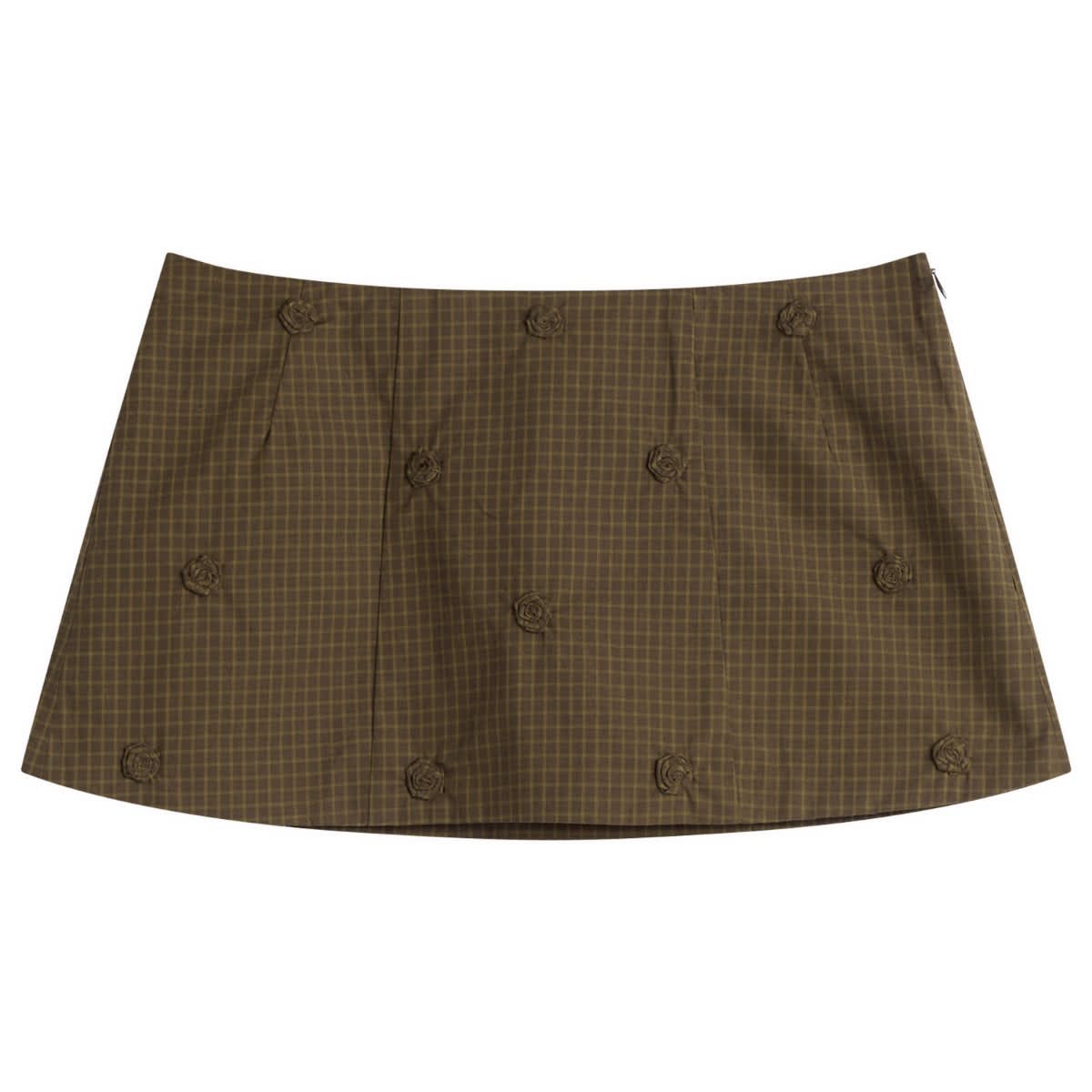 My Mum Made It Women's Rosette Mini Skirt in Ivy Check, Size Small