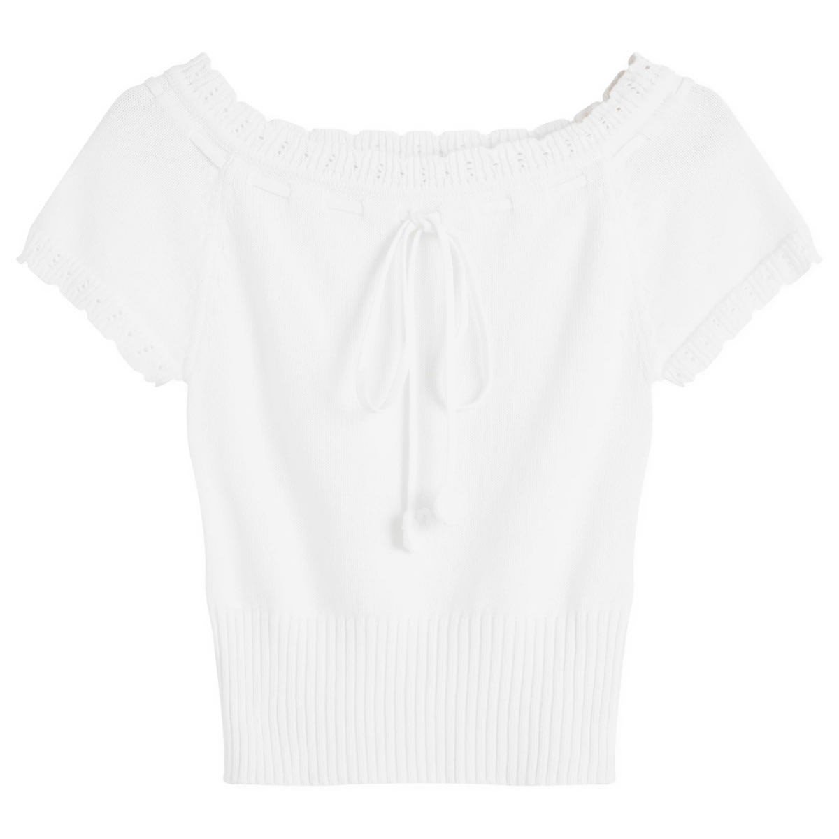 My Mum Made It Women's Lace Knit Top in White, Size X-Small