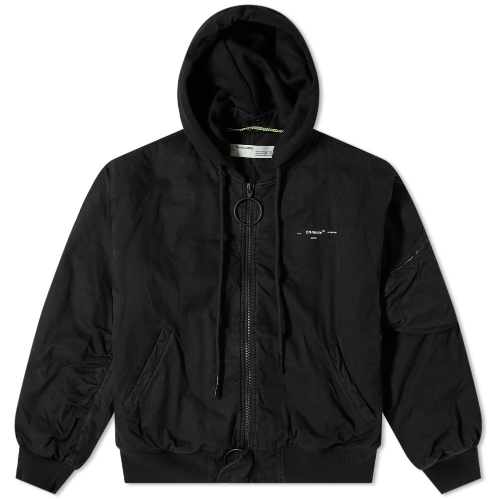 Off White Vintage Bomber Chevron Jacket Off White: Black Vintage Bomber Jacket
