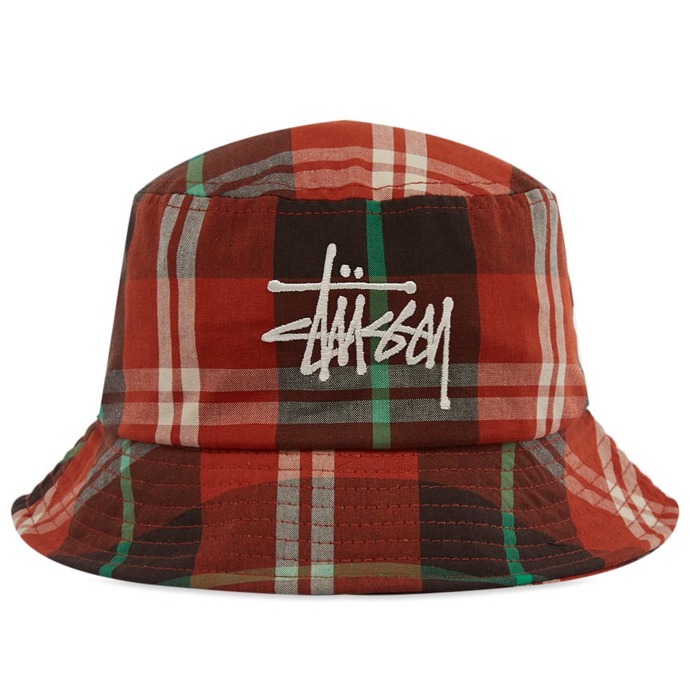Stussy Big Logo Madras Bucket Hat 