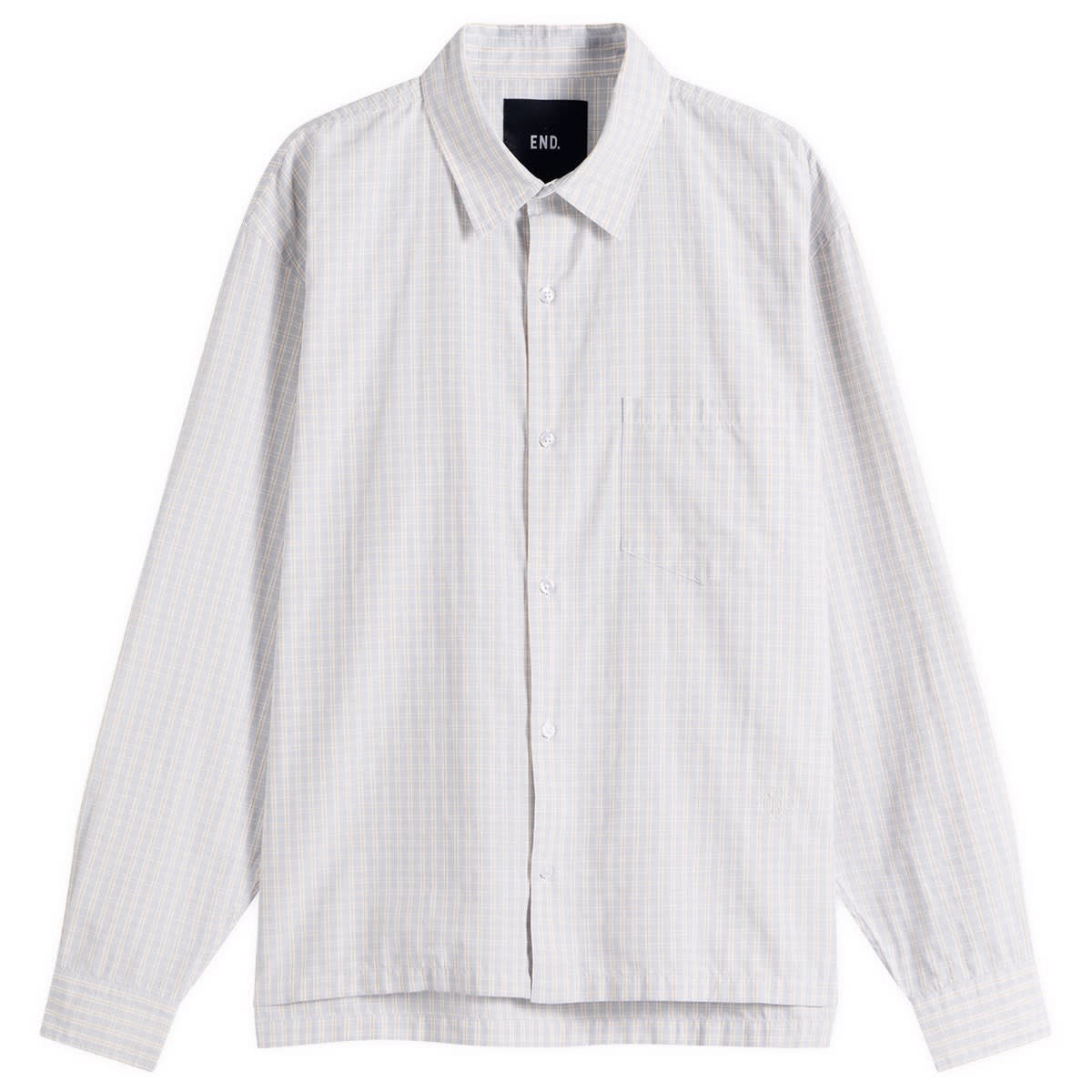 END. Men’s Fairways Long Sleeve Shirt Ice Grey Check