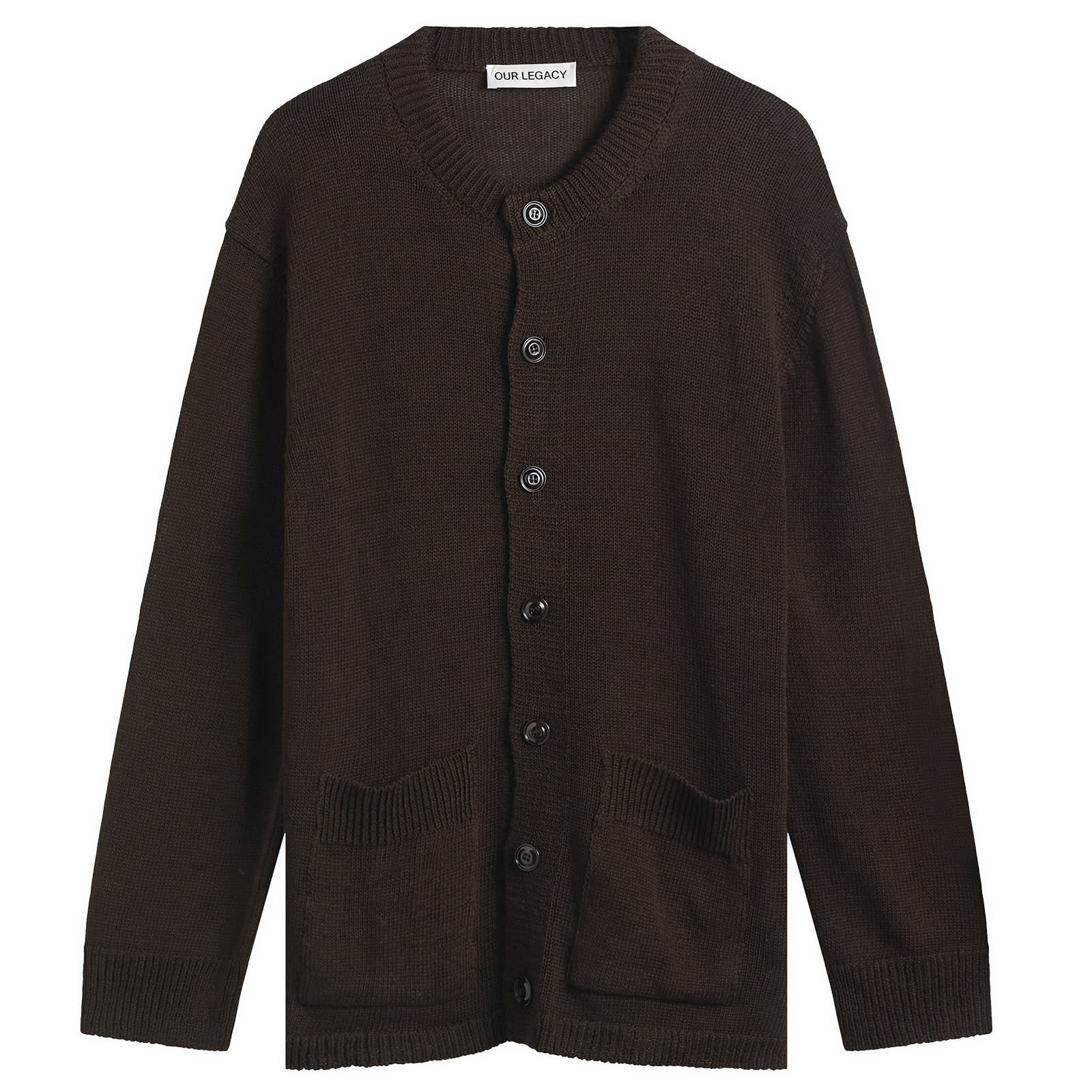 Our Legacy — Our Legacy Men's Parlor Cardigan in Black Coffee, Size IT 52