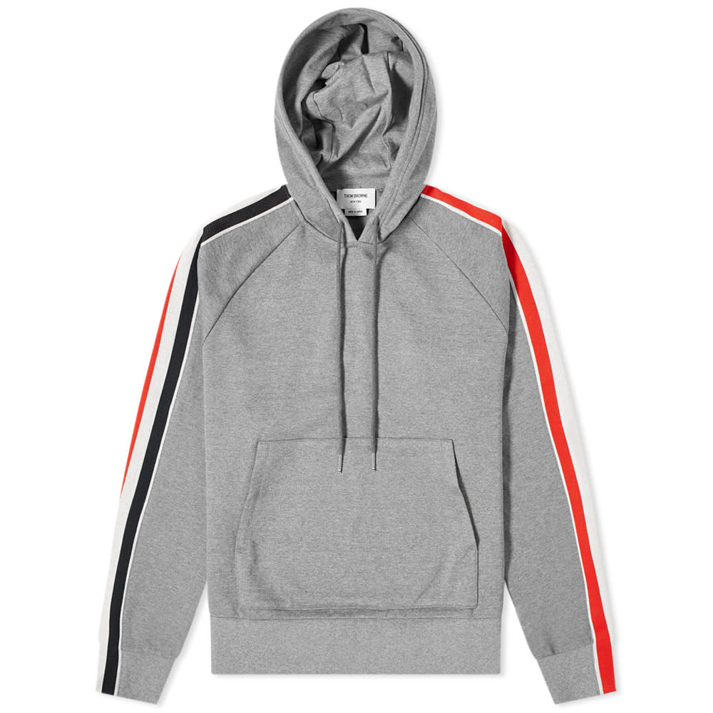 Thom Browne Interlock RWB Stripe Popover Hoodie Medium Grey END