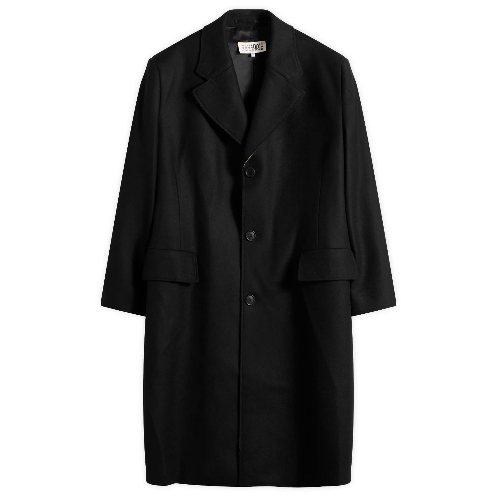 MM6 Maison Margiela Men's Wool Overcoat in Black, Size IT 48