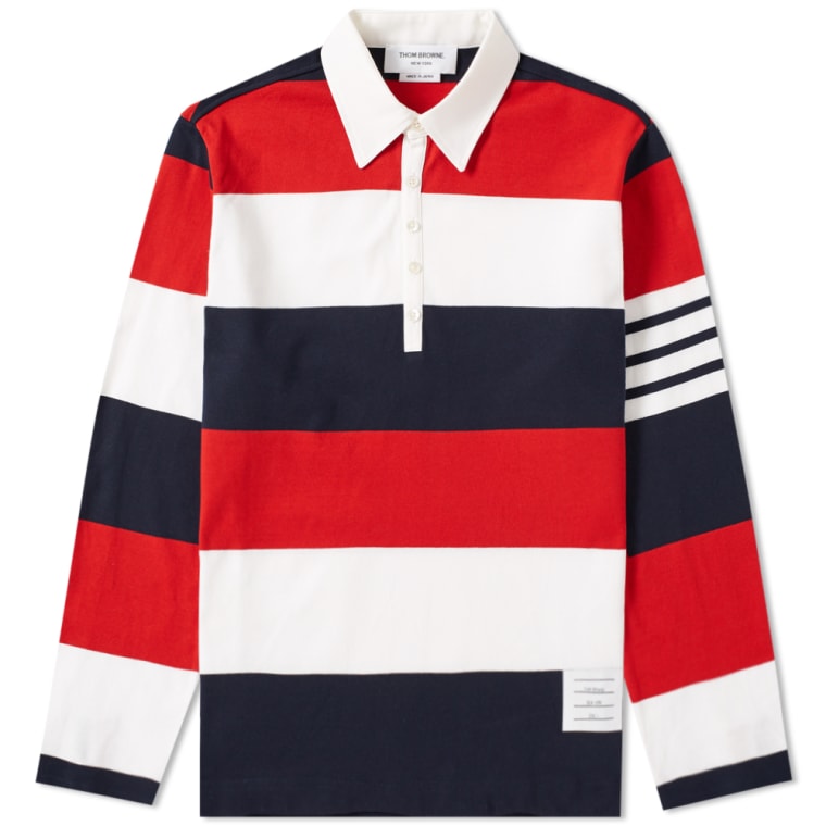 Thom Browne Stripe Rugby Shirt Red White Blue End Thom Browne Stripe Rugby Shirt Red White Blue 1