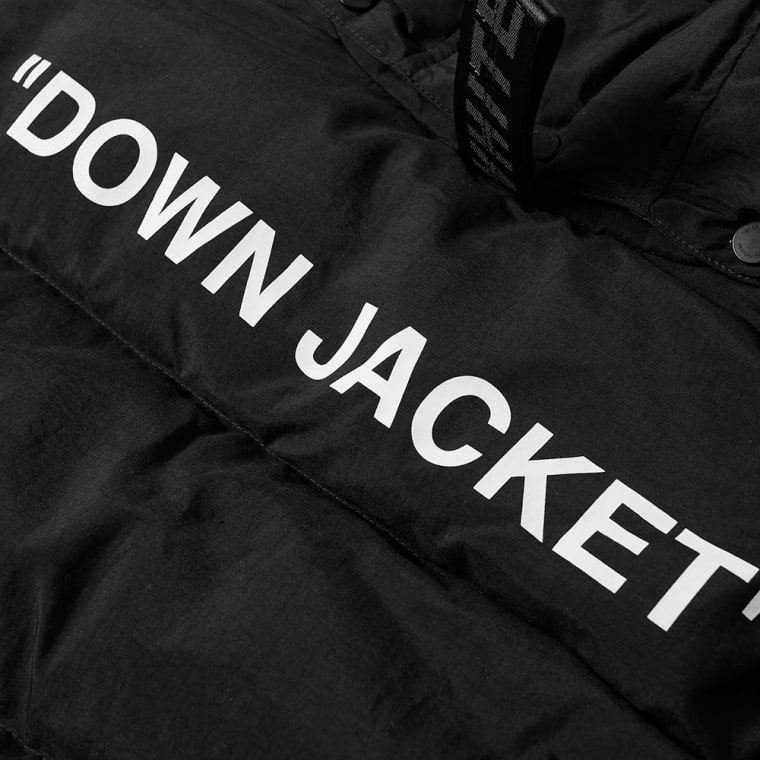 off white quotes puffer jacket black white end