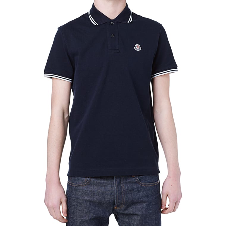 moncler polo navy white collar moncler polo navy white collar