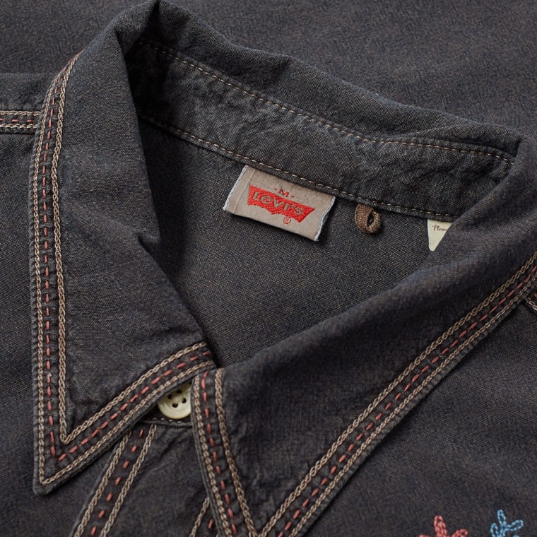 Levi S Vintage Clothing Rockers Chambray Shirt Black levi s vintage clothing rockers chambray shirt black