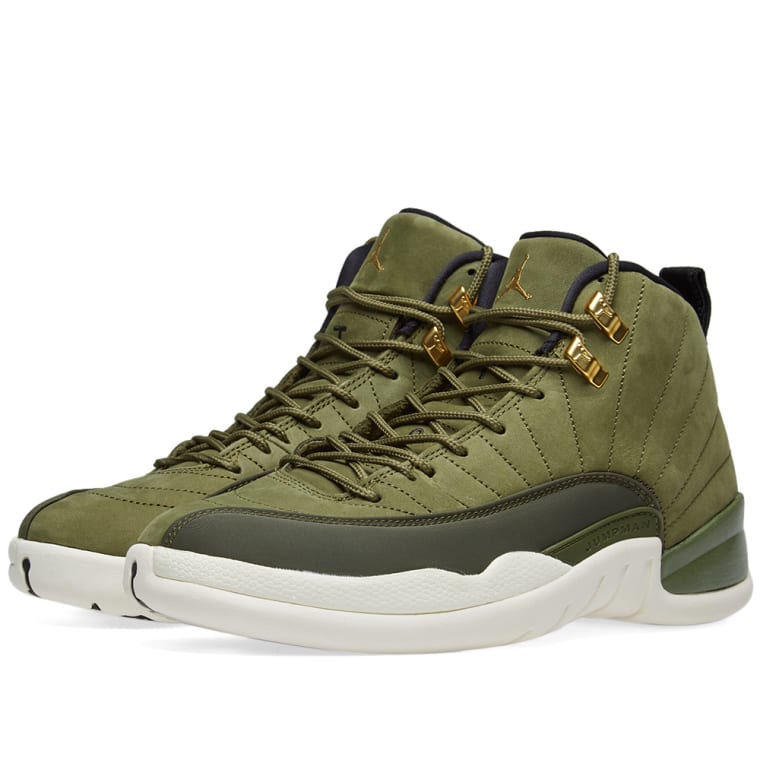 Air Jordan 12 Retro (Olive Canvas, Black & Sail) | END.