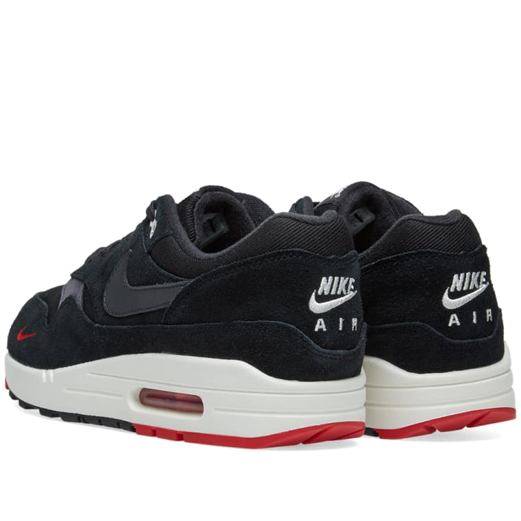 Nike Air Max 1 Premium (Black, Oil Grey & Red) | END. Nike Air Max 1 Premium Black, ...