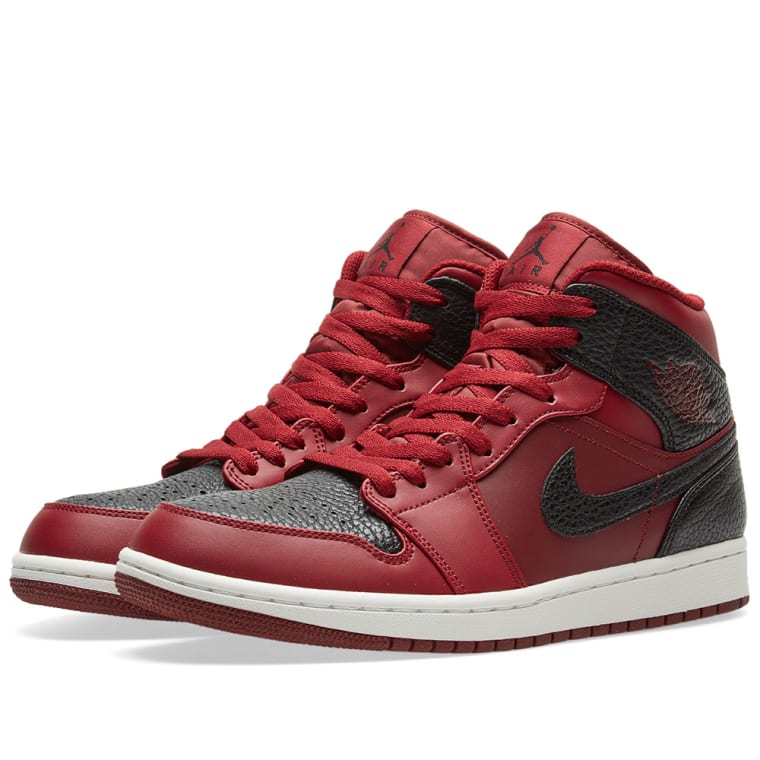 Nike Air Jordan 1 Mid (Team Red, Gym Red & White) | END.