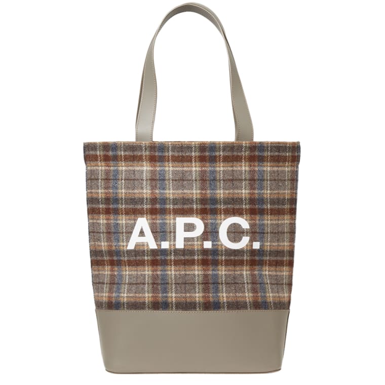 A P C Axel Check Tote Bag Grey End A P C Axel Check Tote Bag Grey 1