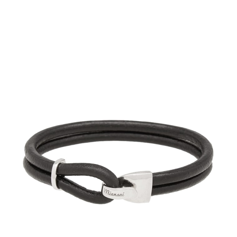 Miansai Beacon Leather Bracelet Silver Black End Miansai Beacon Leather Bracelet Silver Black 1