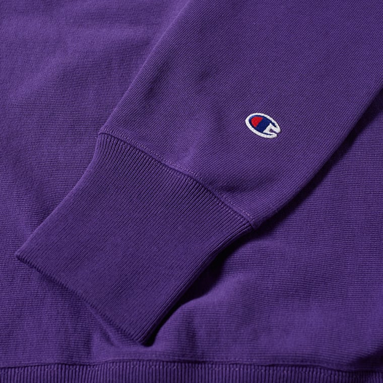 Champion script logo violet crew neck sweatshirt Clearance