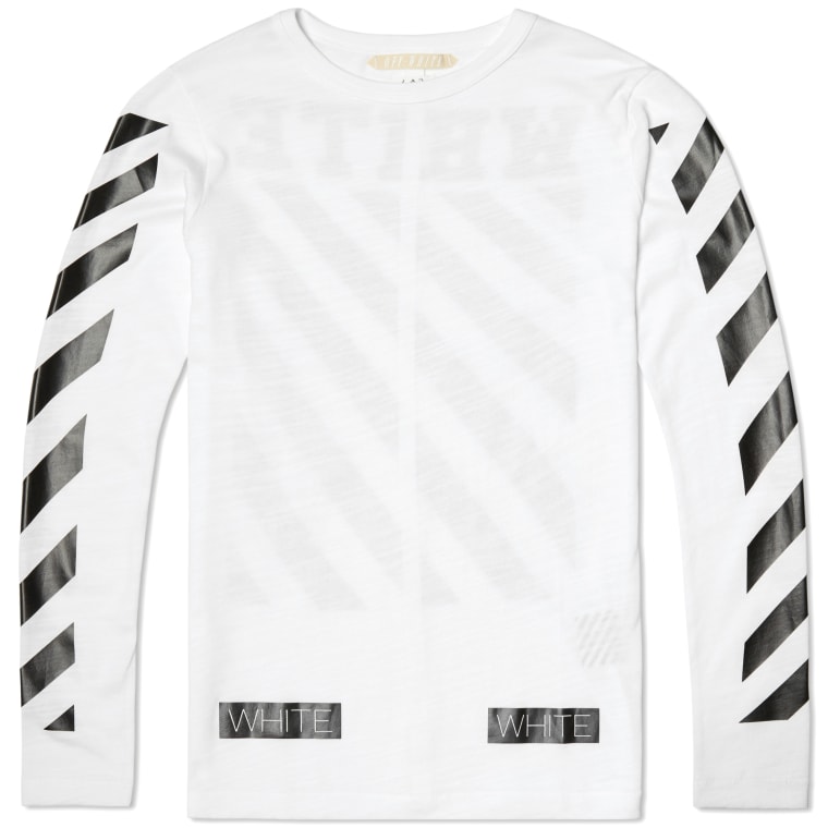 Off White Long Sleeve Tee White Black 4 Off White Long Sleeve Tee White Black 4