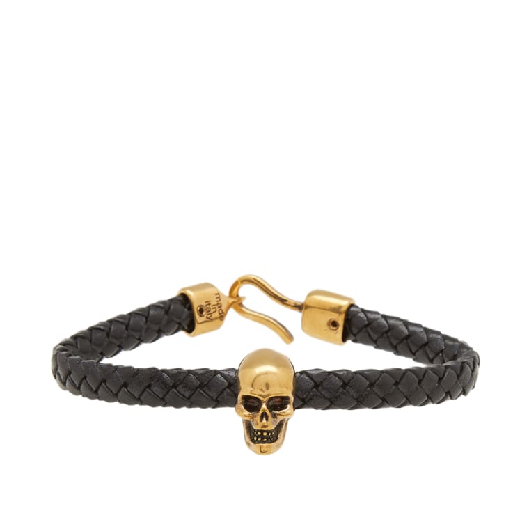Alexander Mcqueen Skull Leather Bracelet Black Gold End Alexander Mcqueen Skull Leather Bracelet Black Gold 1