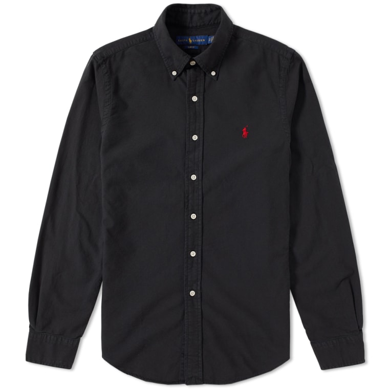 Polo Ralph Lauren Slim Fit Garment Dyed Oxford Shirt Black FLAT 1