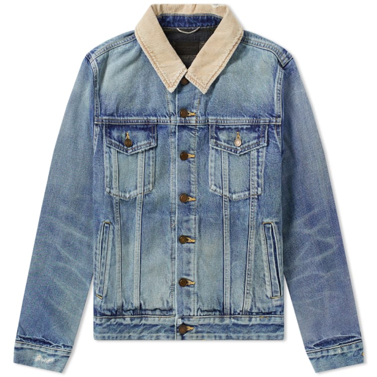 Saint Laurent Corduroy Collar Denim Jacket (Blue) END.