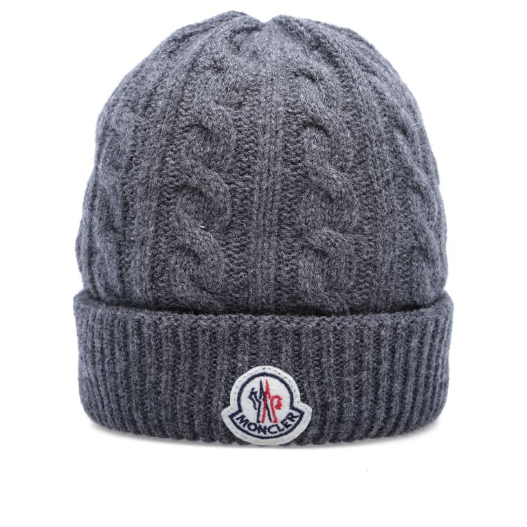 moncler cable knit beanie grey moncler cable knit beanie grey