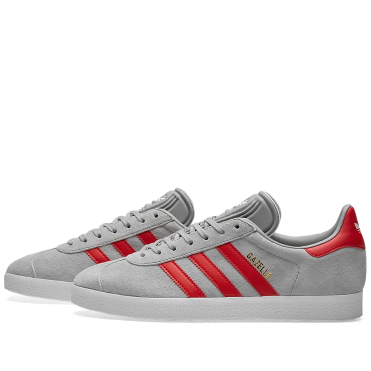 Adidas Gazelle (Solid Grey & Scarlet) | END. Adidas Gazelle Solid Grey & Scarlet 1