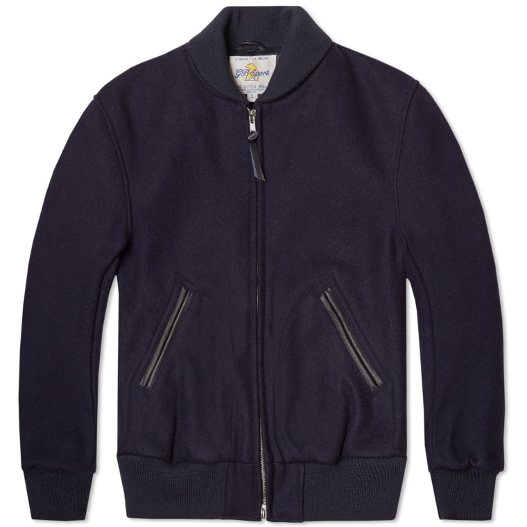 Golden Bear Sportswear Melton Wool Shawl Collar Varsity Jacket Navy Golden Bear Sportswear Melton Wool Shawl Collar Varsity Jacket Navy 1