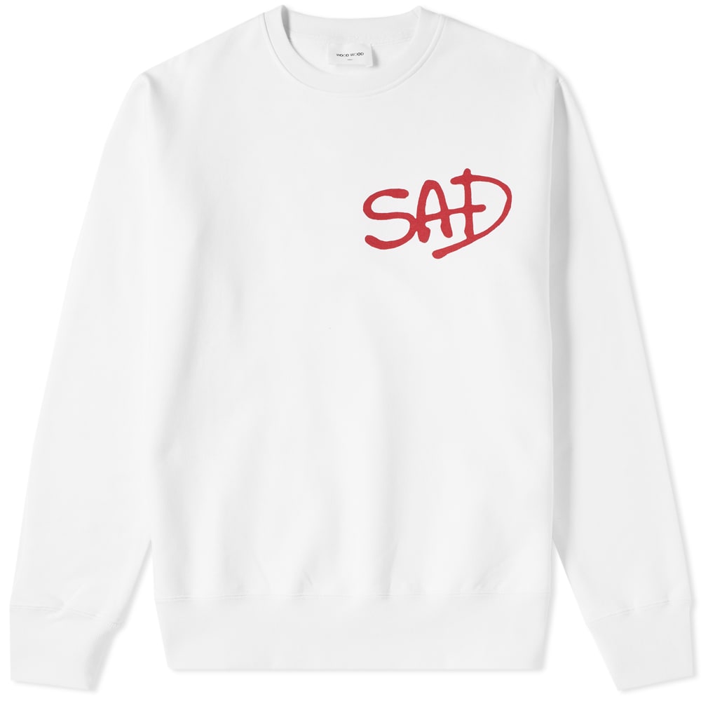 Wood Wood Hugh Sad Crew Sweat  Bright White  1