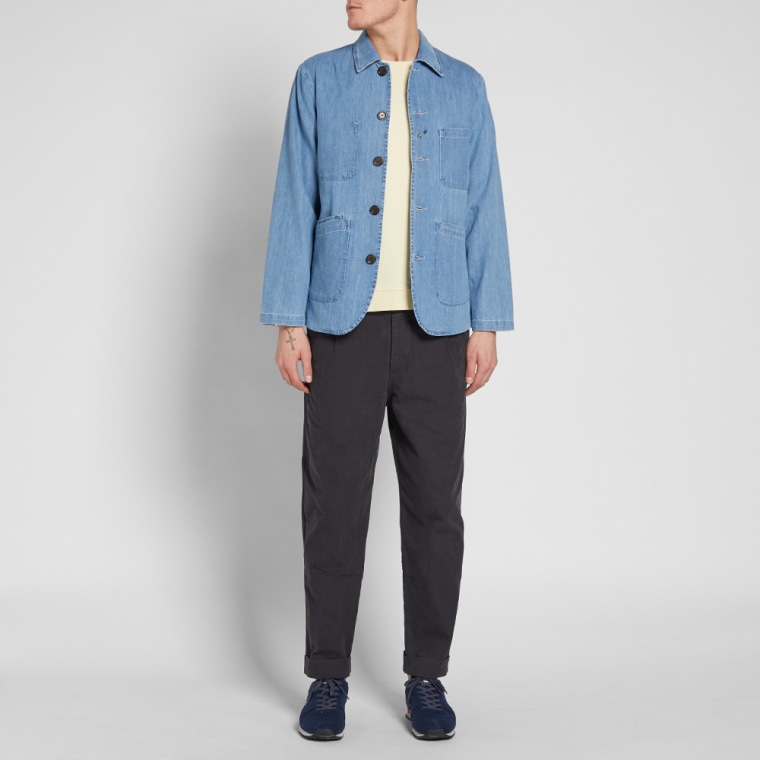 universal works bakers jacket indigo super denim end universal works bakers jacket
