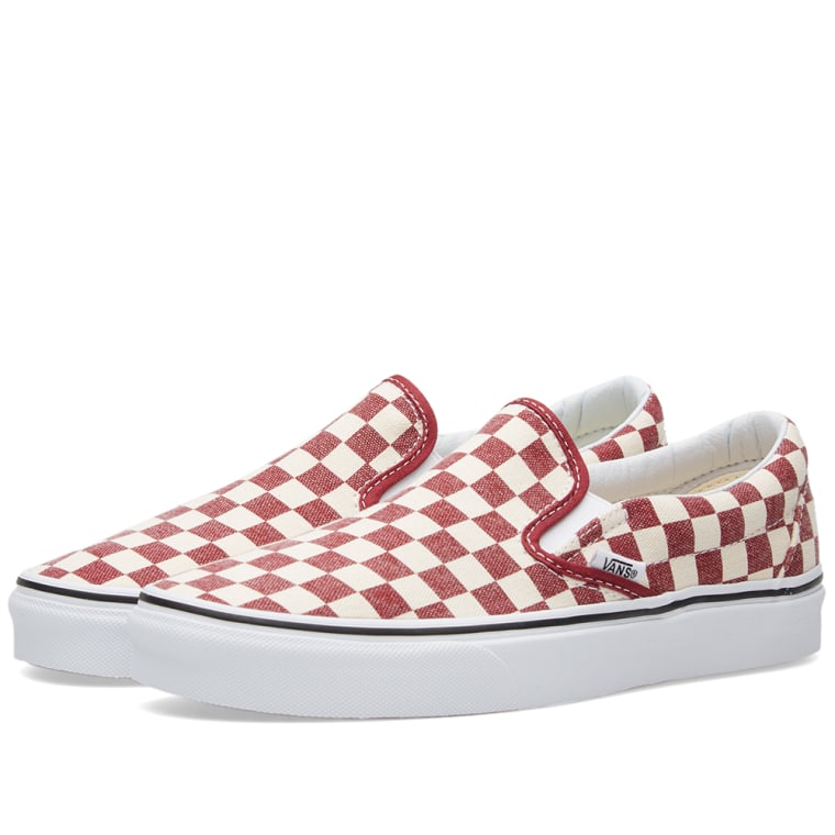 vans classic slip on rhubarb & white checkerboard vans classic slip on rhubarb & white checkerboard