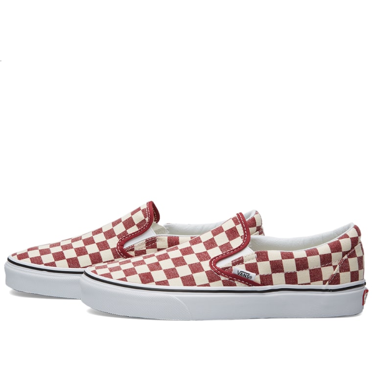 vans classic slip on rhubarb & white checkerboard vans classic slip on rhubarb & white checkerboard