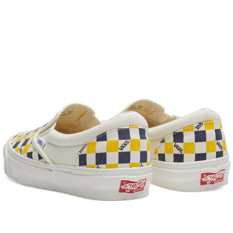 vans vault og classic slip on checkerboard white navy yellow vans vault og classic slip on checkerboard white navy yellow