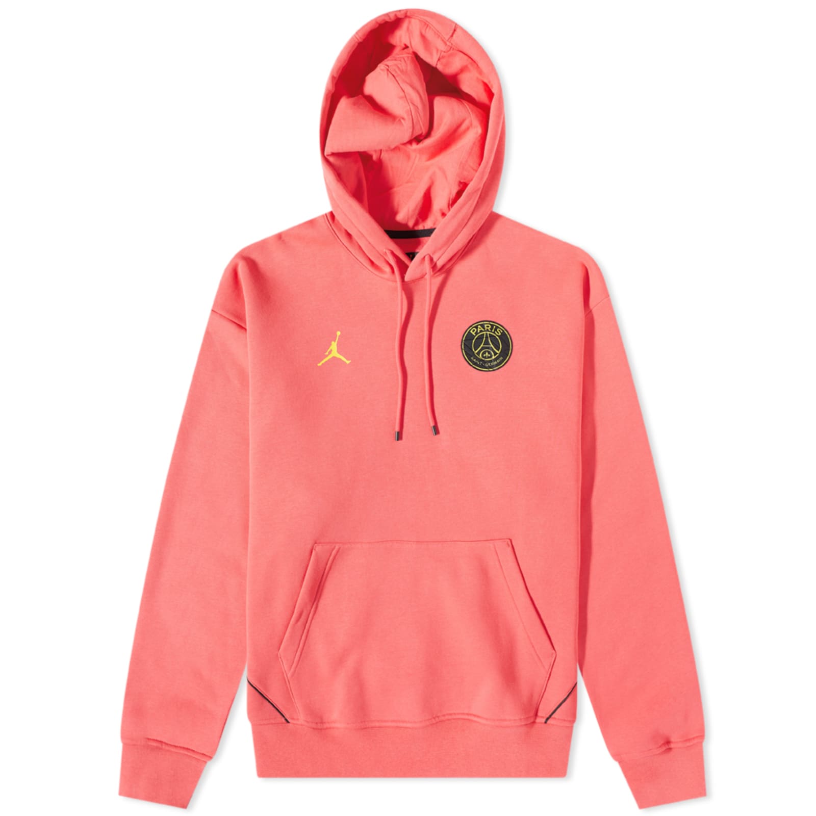 Air Jordan x PSG Pullover Fleece Hoodie - Light Fusion Red & Tour Yellow